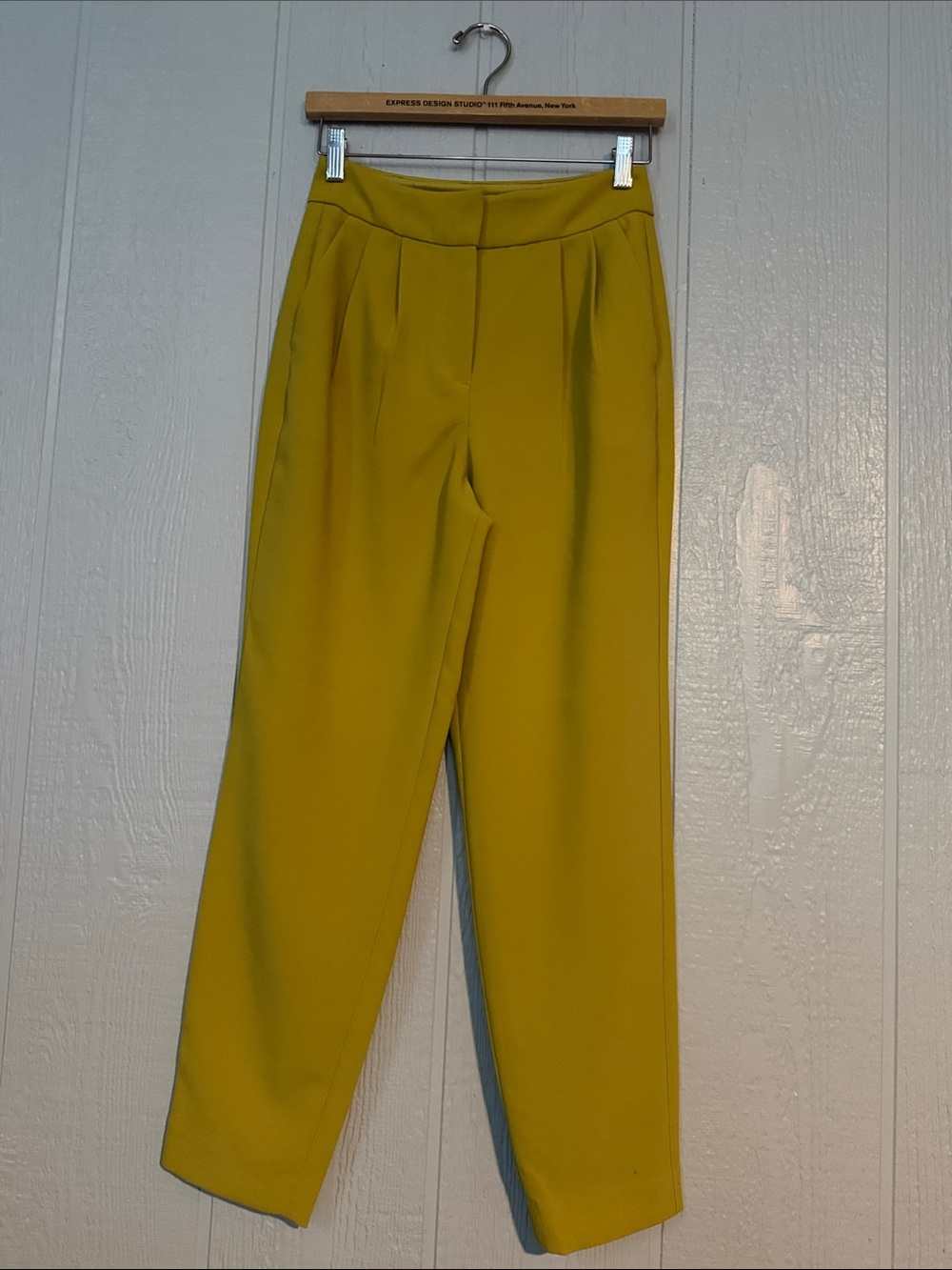 Express Mustard Super High-Rise Pleated Ankle Pants
